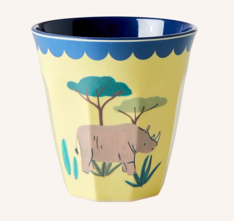 Bicchiere acqua in melamina decorato con rinoceronte